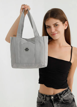 Sac Fourre-Tout En Toile Gris Avec Poche Avant