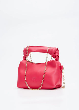 Sac À Main Et Bandoulière En Cuir Original Avec Détail De Nœud En Chaîne - Fuchsia