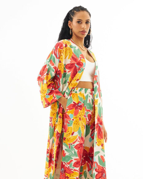 Kimono Fleurie Mi-Longue