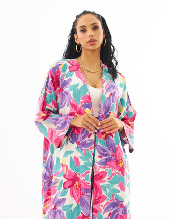 Kimono Fleurie Mi-Longue