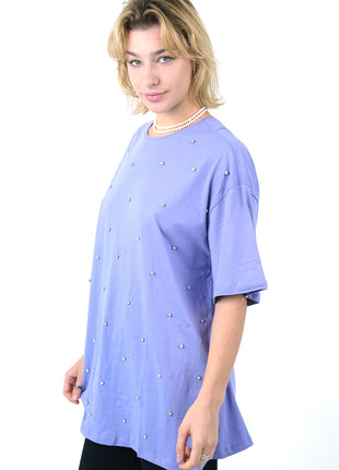 T-Shirt Oversize Pourpre Perlé