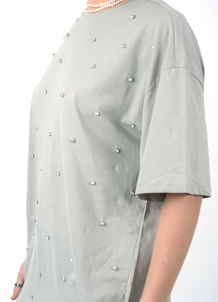 T-Shirt Oversize Gris Perlé