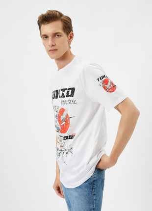 T-Shirt Blanc Imprimé Tokyo pour Homme