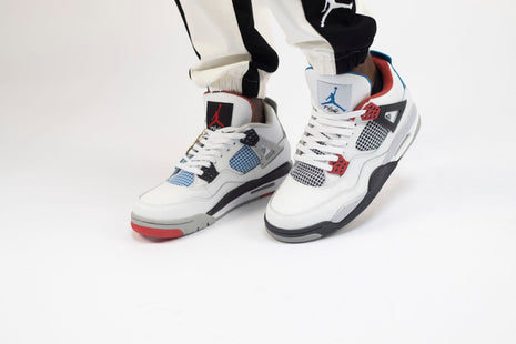 Baskets Air Jordan tricolore.