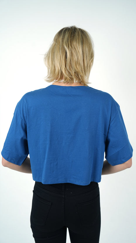 T-shirt Cropped Bleu Perlé