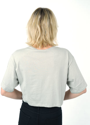 T-shirt Cropped Gris Perlé