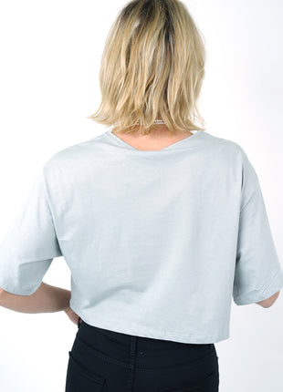 T-shirt Cropped Gris Clair Perlé