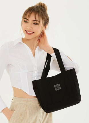 Sac Fourre-Tout En Toile Noir Avec Poche Avant