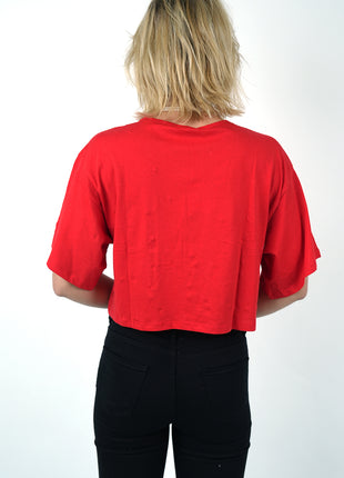 T-shirt Cropped Rouge Perlé