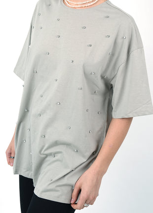 T-Shirt Oversize Gris Perlé