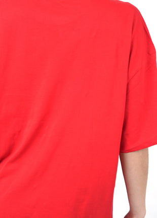 T-Shirt Oversize Rouge Perlé