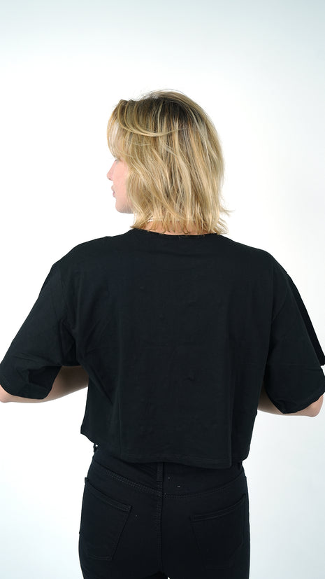 T-shirt Cropped Noir Perlé