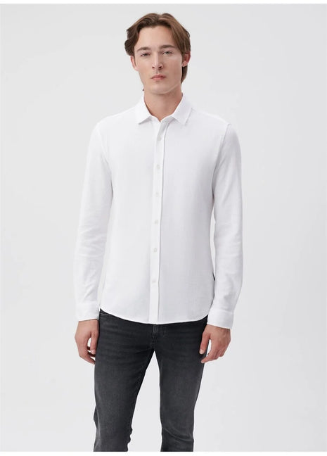 Chemise Mavi Blanche Unie Pour Homme