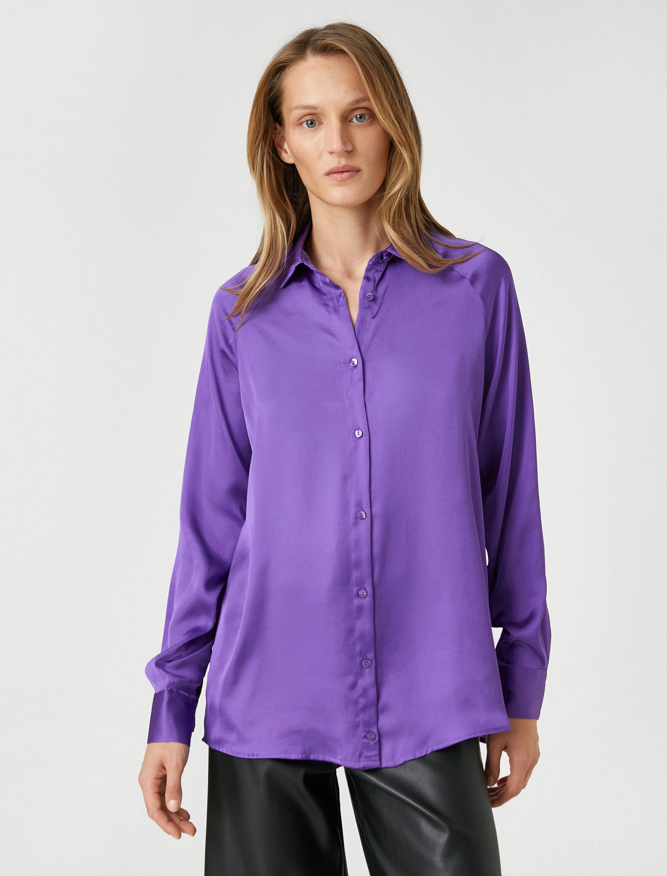 Blouse en Satin Violette pour Femme Modepanier