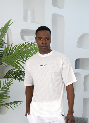 T-Shirt en Maille Texturée Blanc