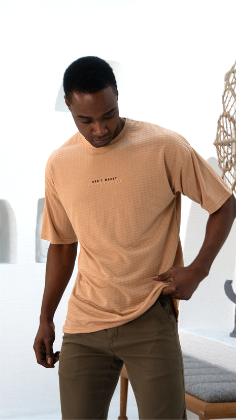 T-Shirt en Maille Texturée Marron