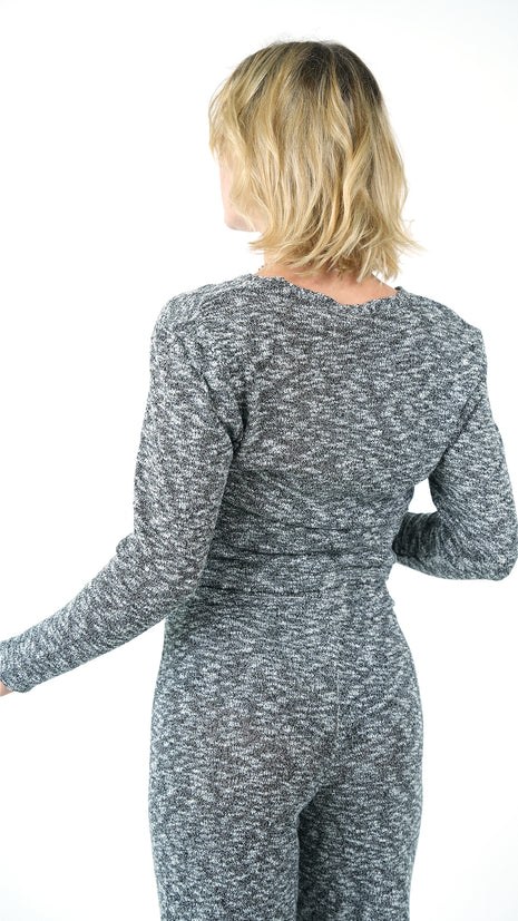 Cardigan Tricoté Gris Moucheté - Haut seulement