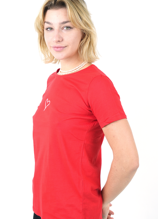 T-Shirt Coton Rouge avec Motif Cœur