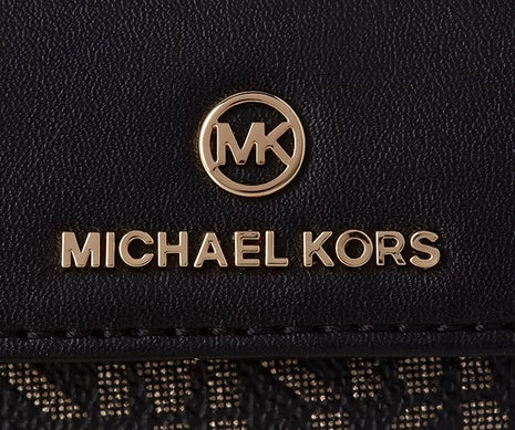 Porte-clés Michael Kors en cuir noir avec chaîne dorée