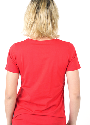 T-Shirt Coton Rouge avec Motif Cœur