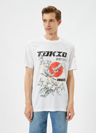 T-Shirt Blanc Imprimé Tokyo pour Homme