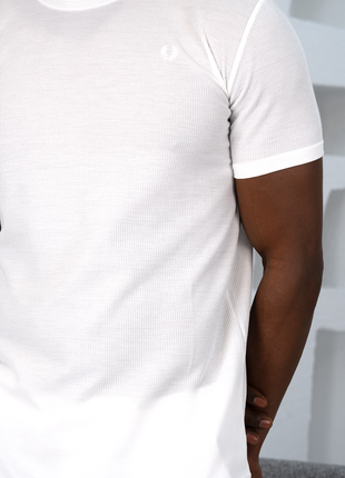 T-Shirt Blanc en Maille Texturée pour Homme