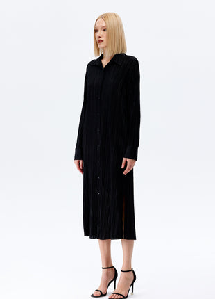 Robe Longue Plissée à Rayures