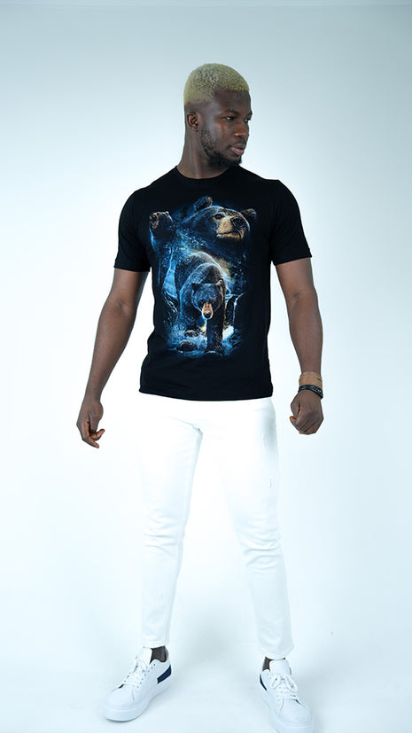 T-Shirt Noir "Puissance de l'Ours"