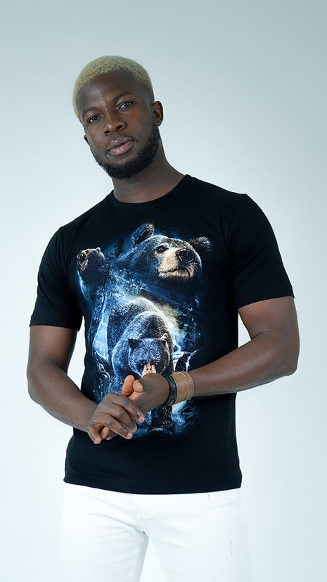 T-Shirt Noir "Puissance de l'Ours"