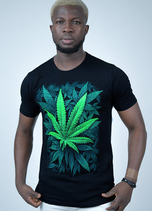 T-Shirt Noir "Feuille de Vie"