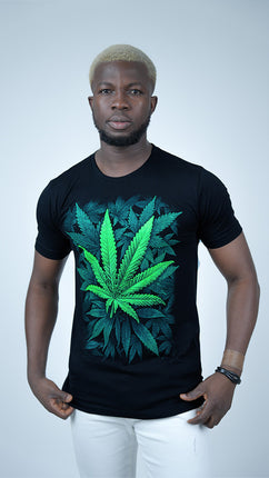 T-Shirt Noir "Feuille de Vie"