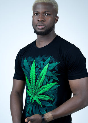 T-Shirt Noir "Feuille de Vie"