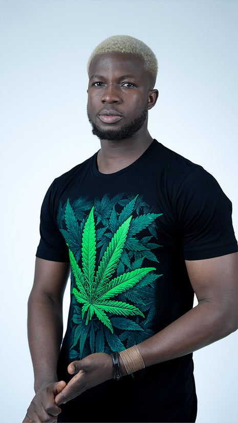 T-Shirt Noir "Feuille de Vie"