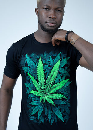 T-Shirt Noir "Feuille de Vie"