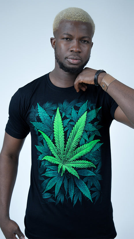 T-Shirt Noir "Feuille de Vie"