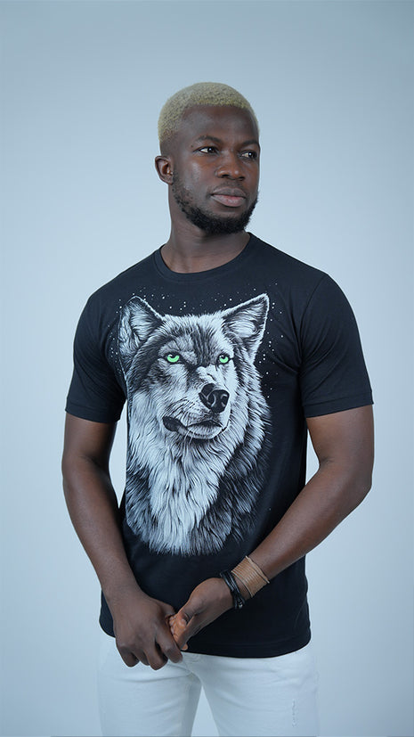 T-Shirt Noir Majesté Loup