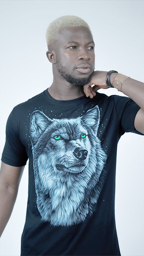 T-Shirt Noir Majesté Loup