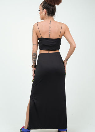 Ensemble Crop Top et Jupe Maxi Noir