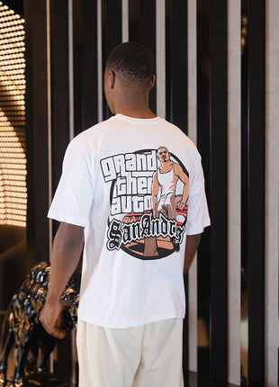 T-Shirt Graphique 'GTA' Blanc