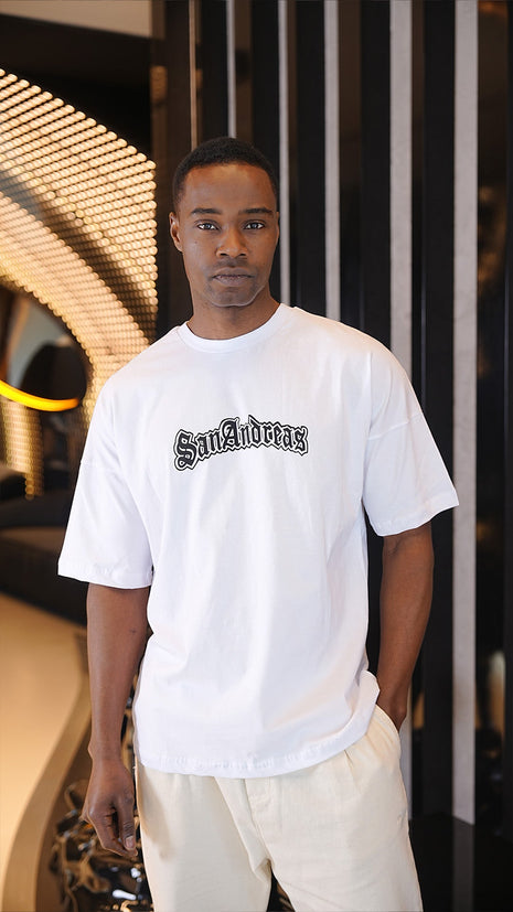 T-Shirt Graphique 'GTA' Blanc