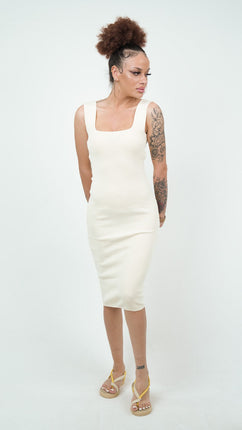 Robe Moulante Midi-Beige