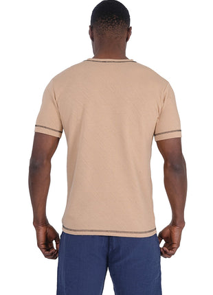 T-Shirt Détente Beige à Bordures Contrastées