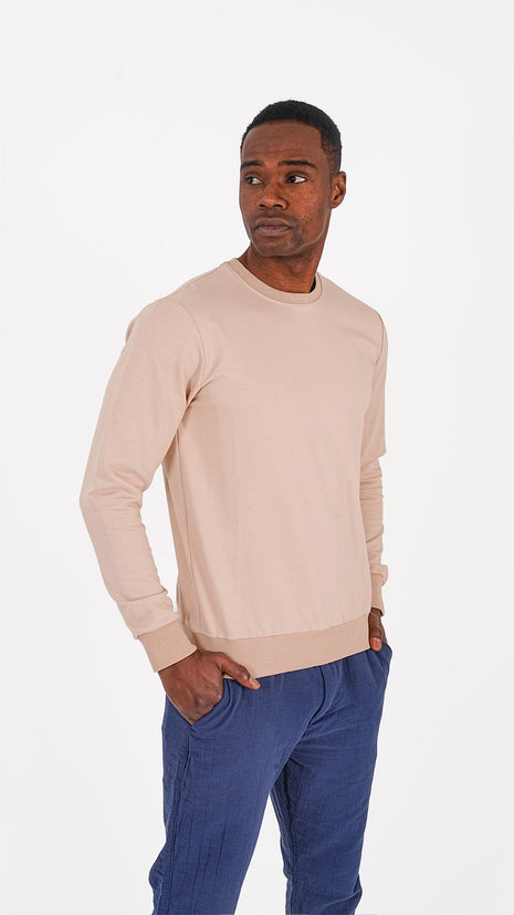 Sweatshirt Beige à Manches Longues