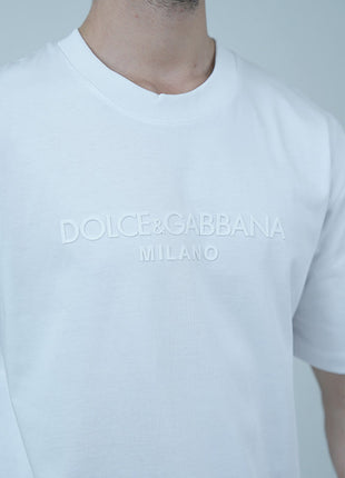 T-Shirt Dolce And Gabbana Avec Inscription Ton sur Ton