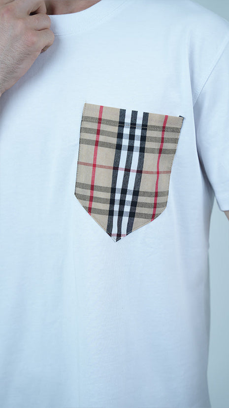 T-Shirt Burberry Classique Avec Poche À Motif Tartan