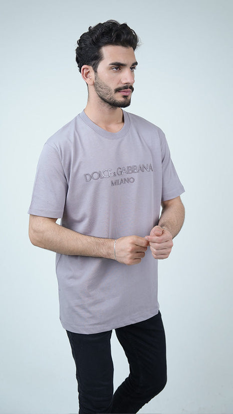 T-Shirt Dolce And Gabbana Avec Inscription Ton sur Ton