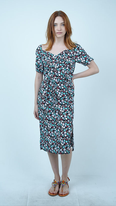 Robe fleurie mi-longue