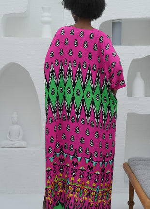 Robe Rose à Imprimé Africain