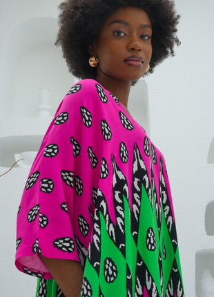 Robe Rose à Imprimé Africain