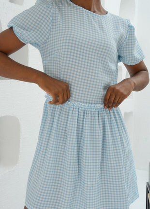 Robe d'Été Vichy Bleu Aérée